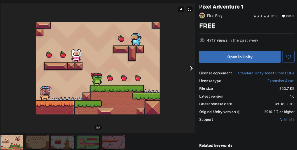 Unity Assets store link Pixel Adventure1